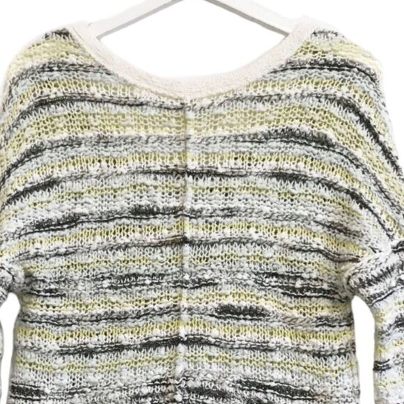 Free people marled Songbird V neck sweater in white/gray/yellow/aqua.size XS - Picture 7 of 9